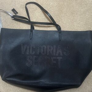 Victoria's Secret Black Tote with Perforated Logo